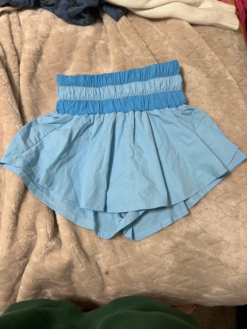 Peach Love California Light Blue Tiered Athletic Skort Shorts